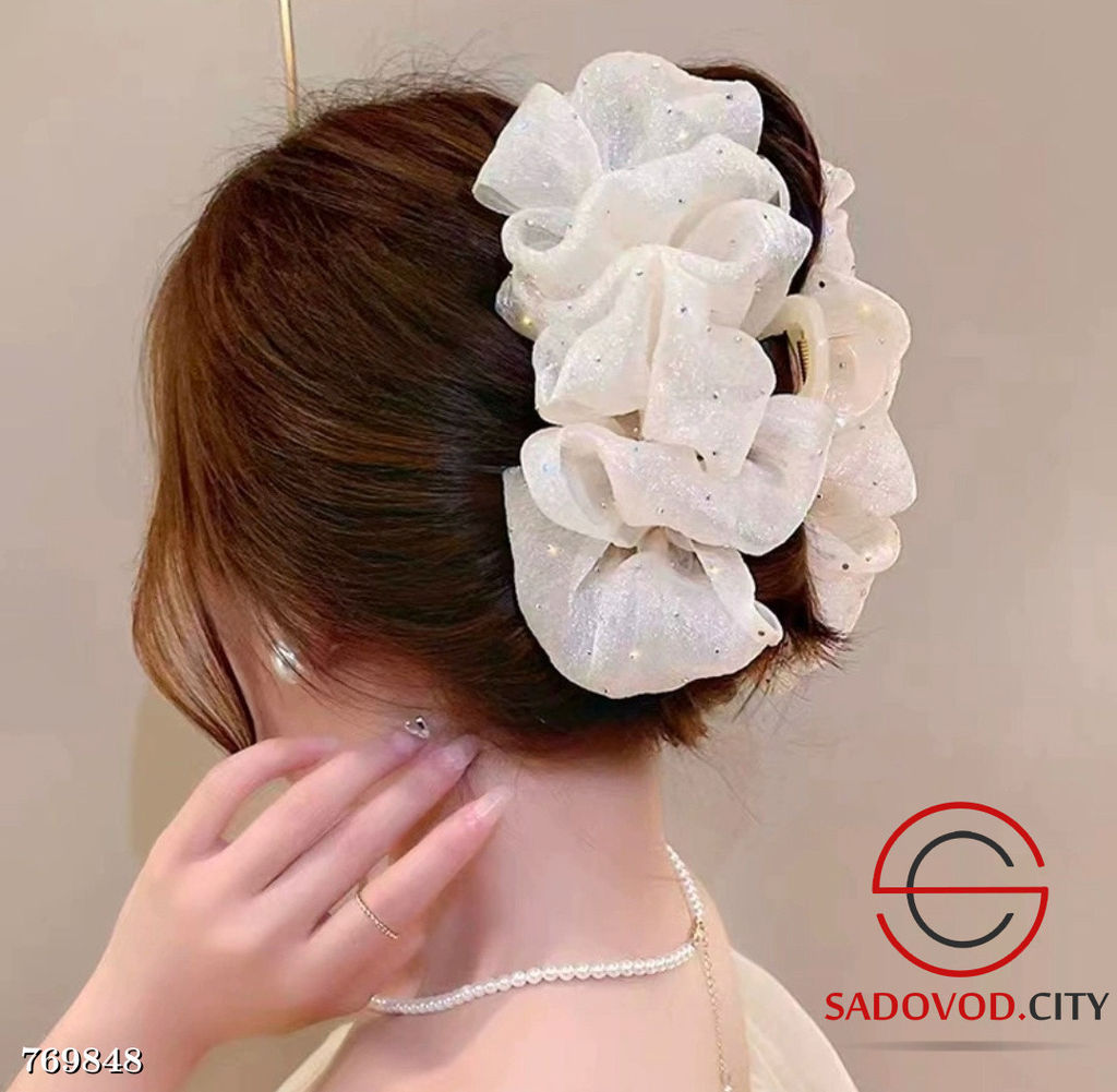 Крабик бант пышный для волос со стразами