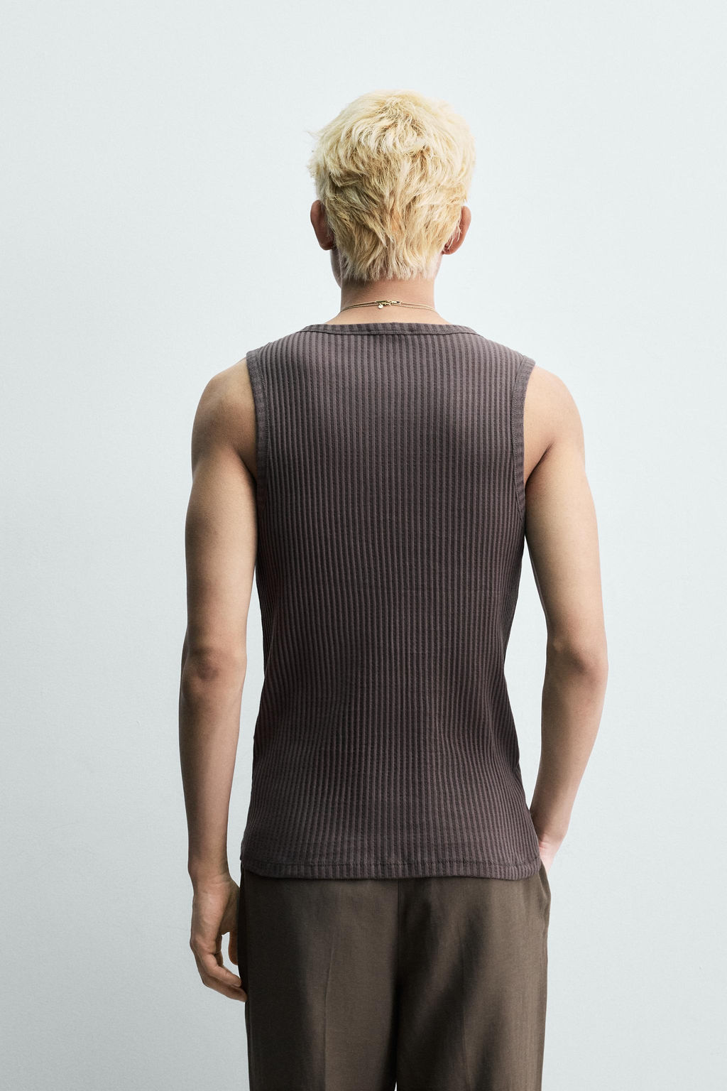 CAMISETA TANK SLIM FIT RIB / Gris oscuro