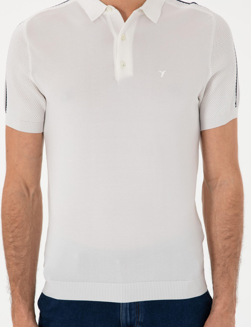 Beyaz Slim Fit Polo Yaka Triko T-shirt