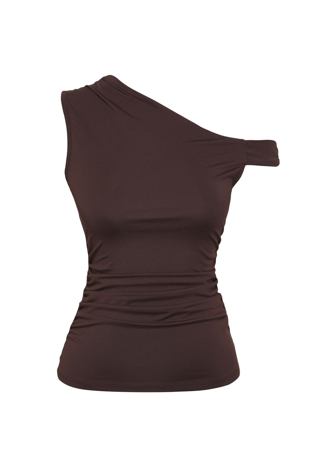 Trendyolmilla Kahverengi Asimetrik Yaka Buzgu/Drape Detayl? Fitted/Vucuda Oturan Orme Bluz TWOSS25BZ00279  фото 13