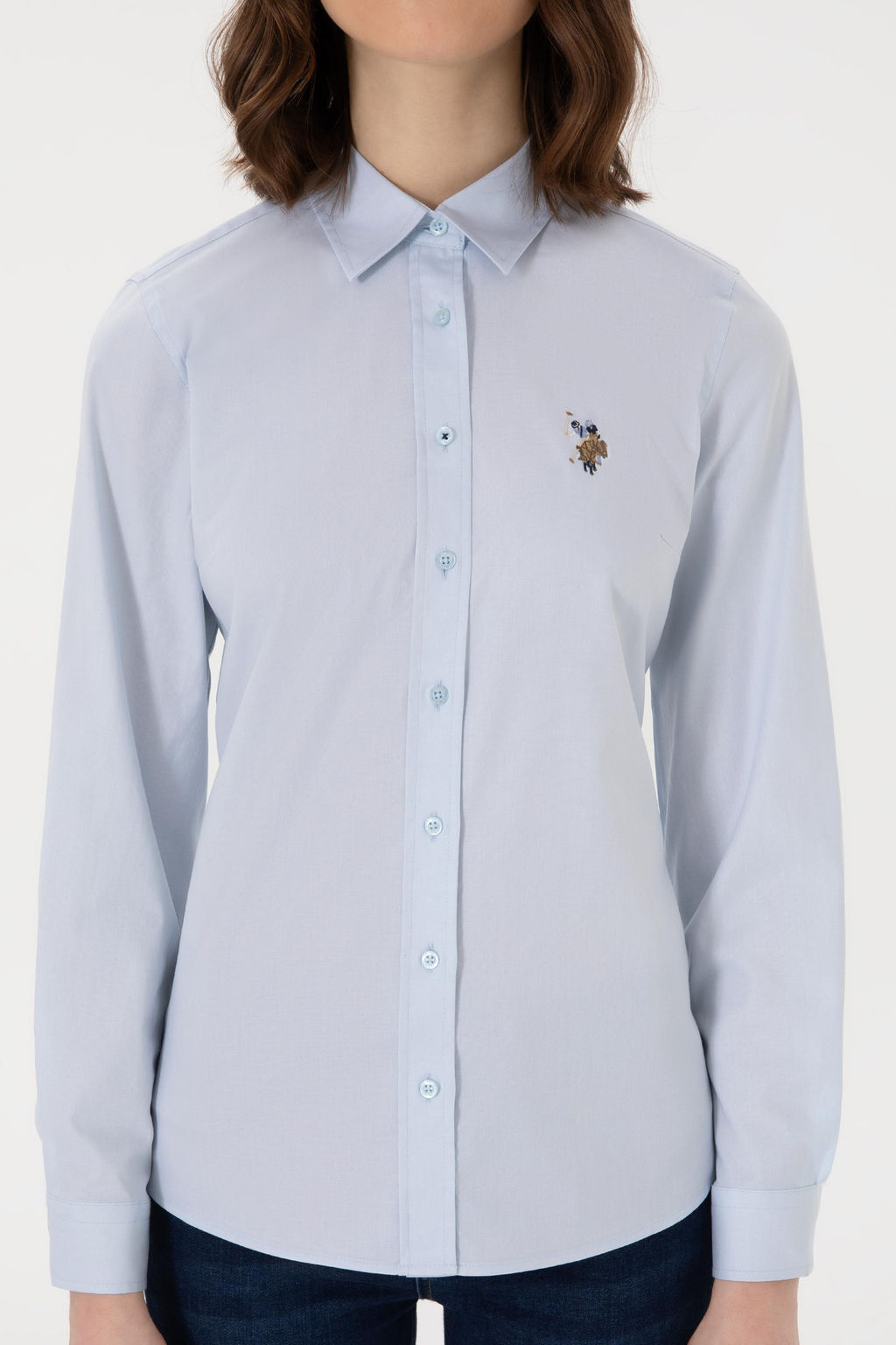Kad_n A__k Mavi Uzun Kollu Basic G_mlek Sepette S_rpriz _ndirim - U.s. polo assn фото 6