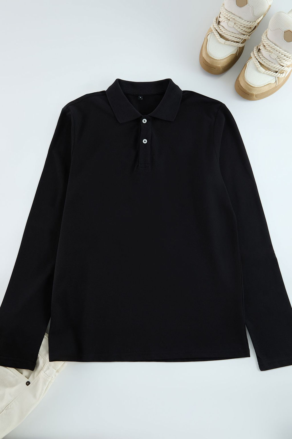 TRENDYOL MAN Beyaz %100 Pamuk Slim/Dar Kesim Uzun Kol Basic Polo Yaka T-shirt TMNAW25PO00000 - Trendyolmilla фото 4