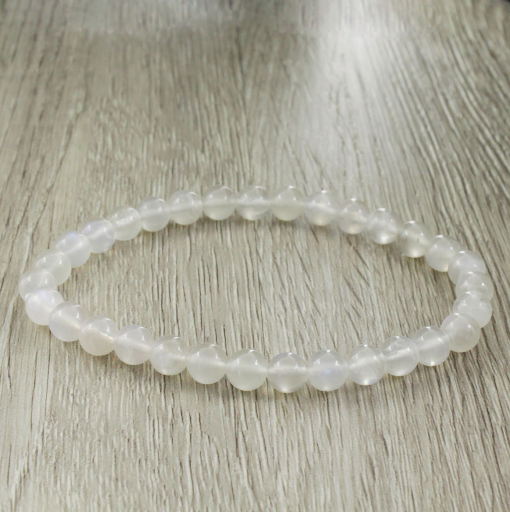 Браслет Классика натуральный лунный камень прозрачный (Индия) 6мм, длина 17см - Agat77 фото 2