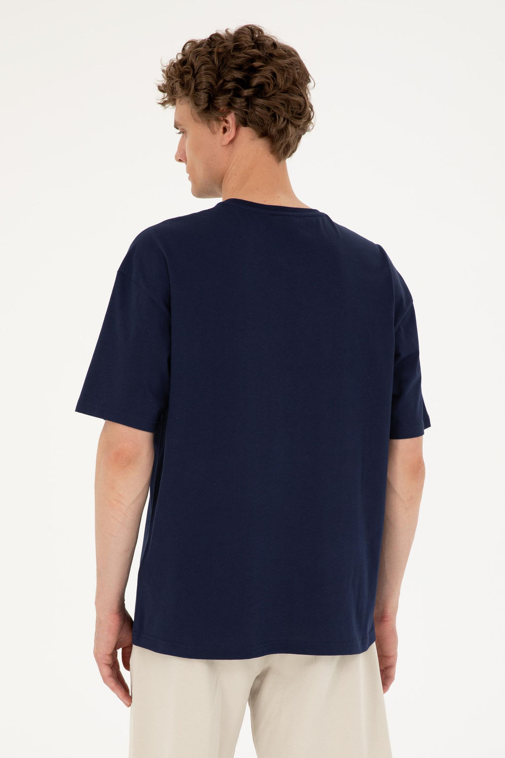 Erkek Comfort Fit Bisiklet Yaka Lacivert Ti__rt