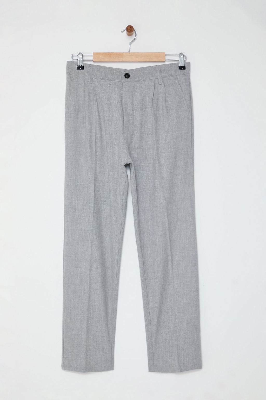 Gri Pileli Klasik Baggy Fit Kumas Pantolon TMNSS24PL00024