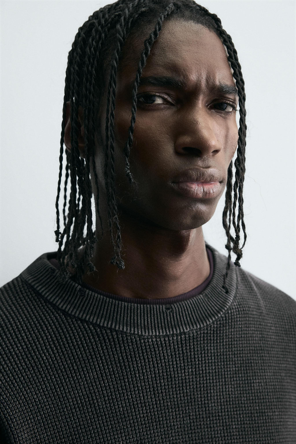 WAFFLE-KNIT TEXTURED SWEATER