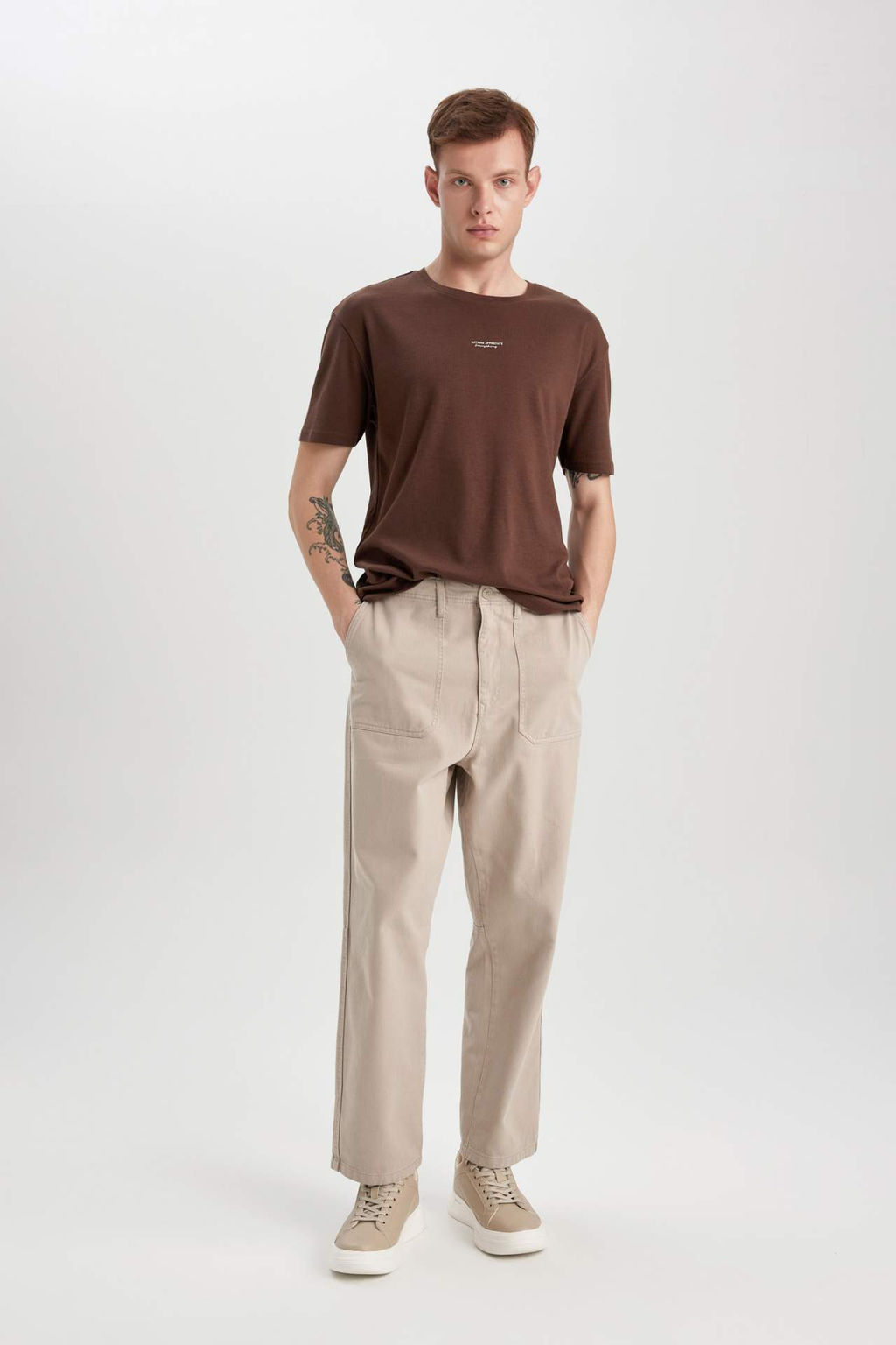 Gabardin Pantolon Baggy Fit Cepli Duz Paca - Defacto фото 2
