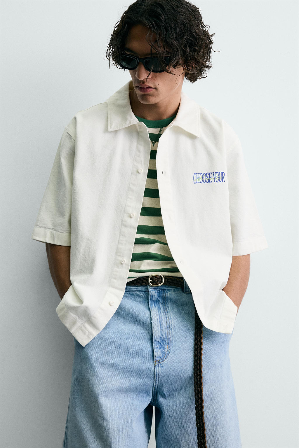 CAMISA LAVADA ESTAMPADO COMBINADO / Blanco - Zara фото 7