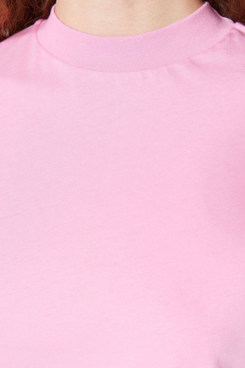 Pembe%100 Pamuk Basic Regular/Normal Kal?p Dik Yaka Orme T-Shirt TWOAW20TS0096