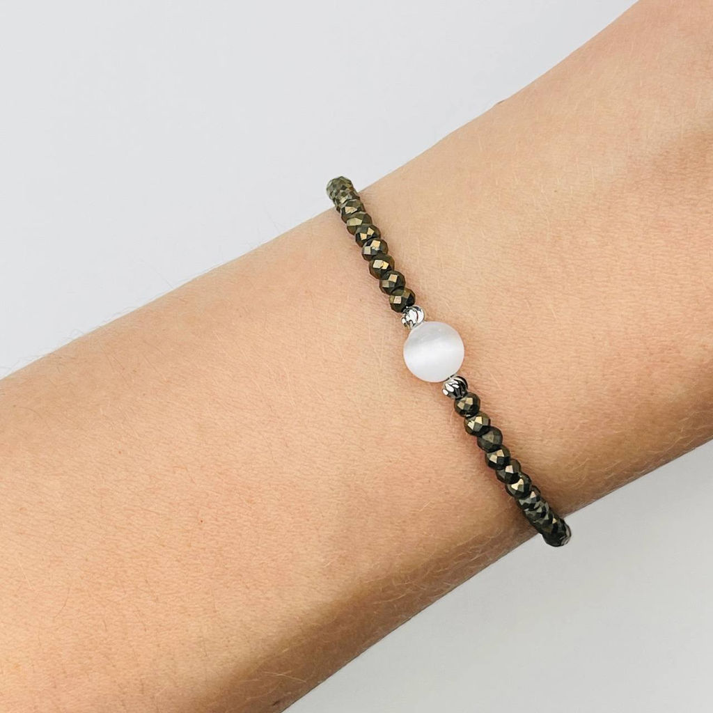 Браслет из Пирита с Селенитом