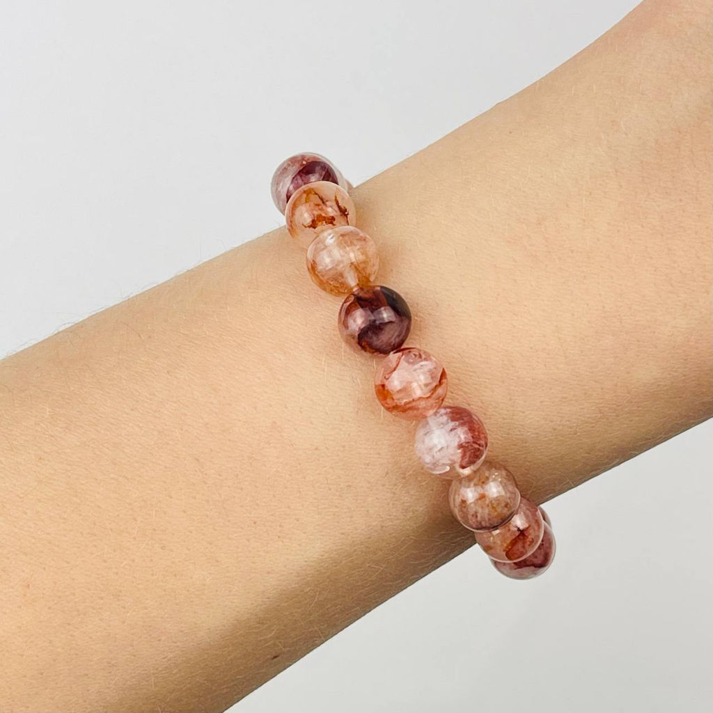 Браслет из Кварца с включением Гематита "огненный Кварц" 20 см