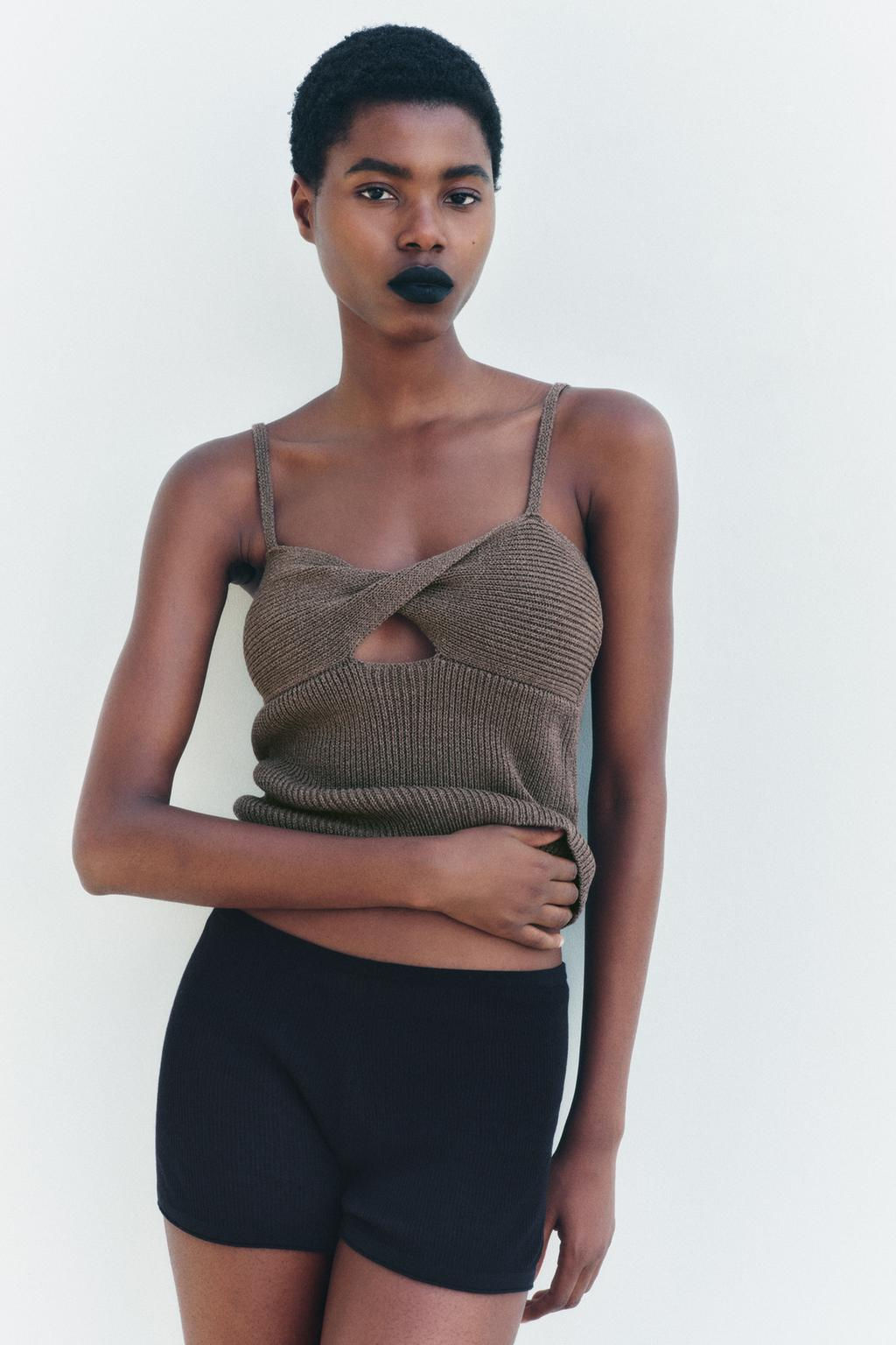 PLAIN LINEN BLEND KNIT TOP WITH KNOT DETAIL - Zara фото 10