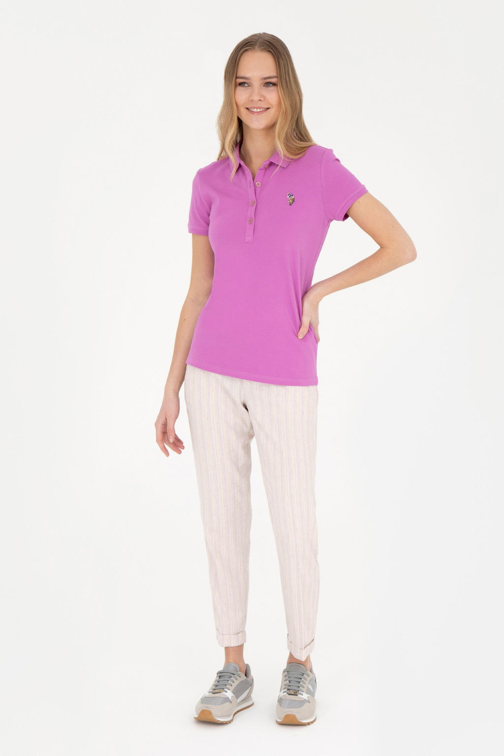 Женские сиреневые брюки из парусины - U.s. polo assn фото 10