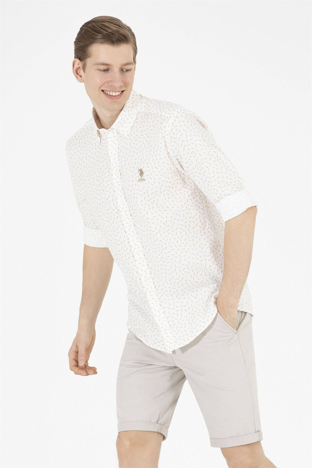 U. S. Polo Assn / Мужская рубашка Camel с длинным рукавом - U.s. polo assn фото 9