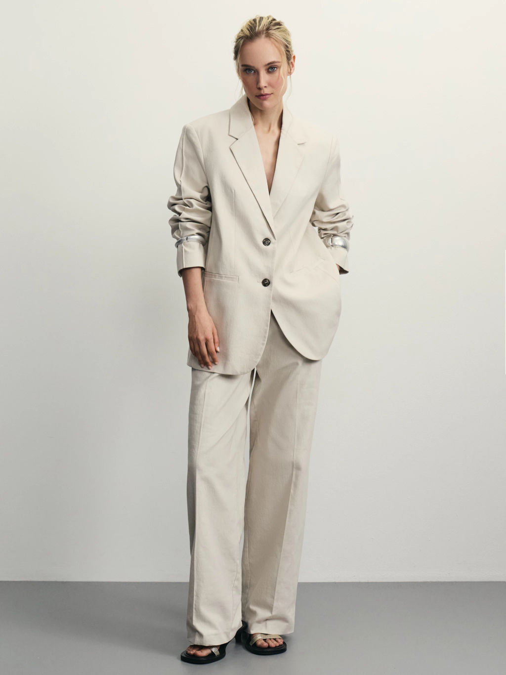 Брюки прямого кроя с содержанием льна / Zarina  фото 6