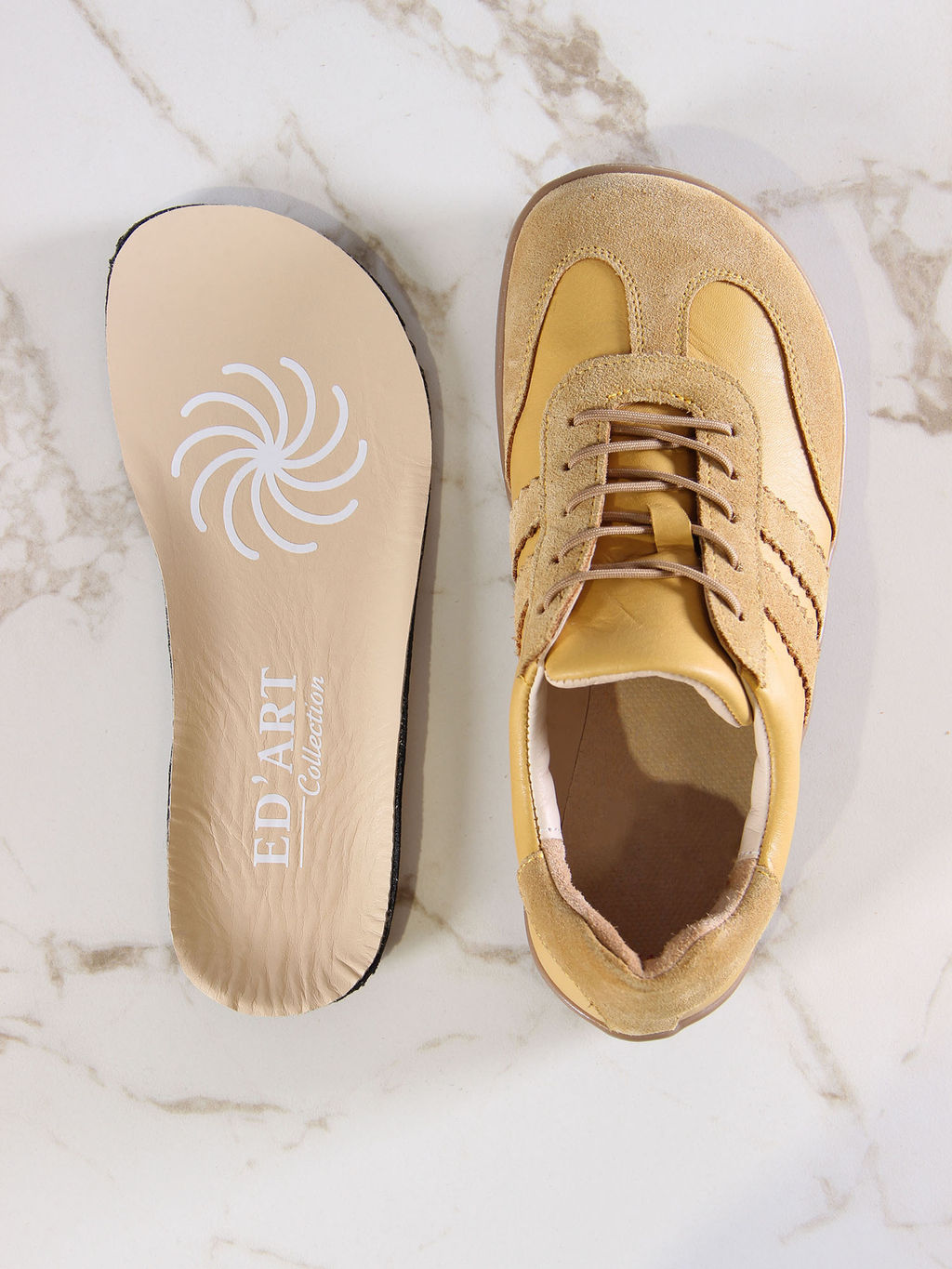 Босоногие кеды 184.natabr.Светло-желтая замша+кэмл