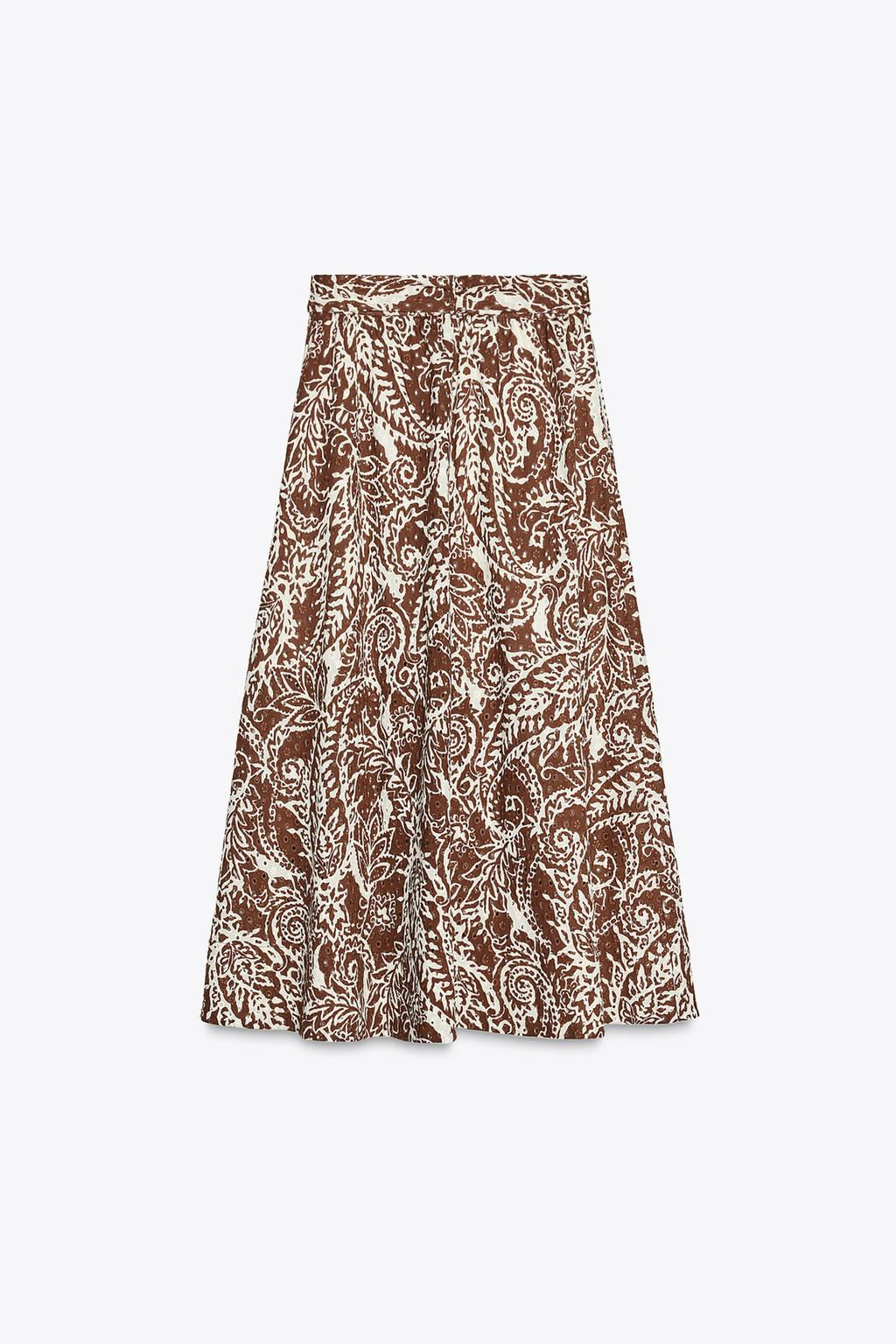 MIDI SKIRT WITH CUTWORK EMBROIDERY - Zara фото 4