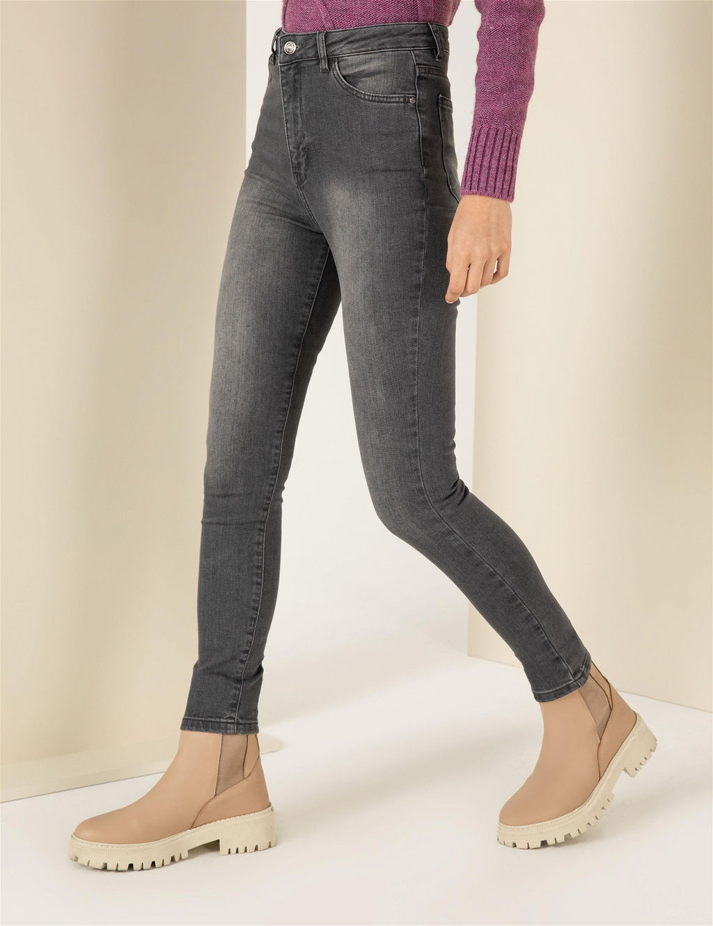 Koyu Gri Skinny Fit Jean Pantolon