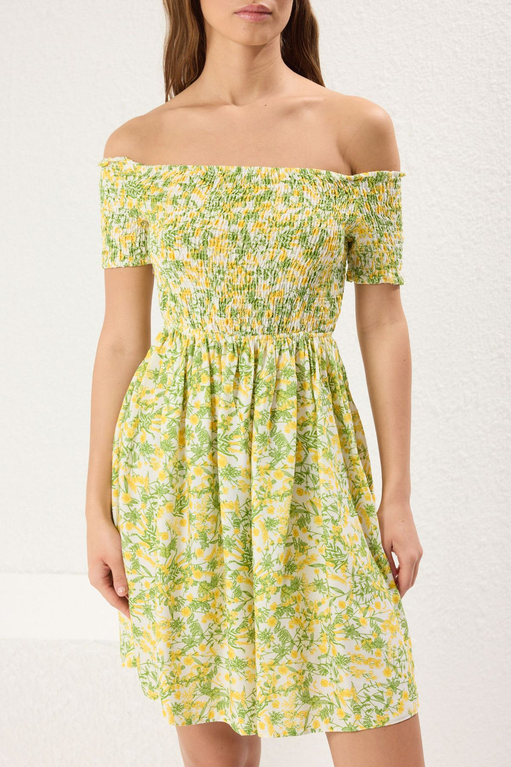 Cok Renkli Cicekli Etegi Belden Ac?lan Gipeli Mini Dokuma Elbise TWOSS25EL00301