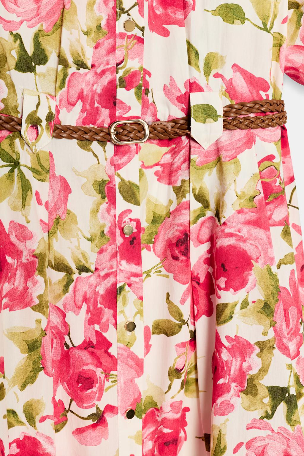 FLORAL PRINT MIDI DRESS WITH BELT - Zara фото 10