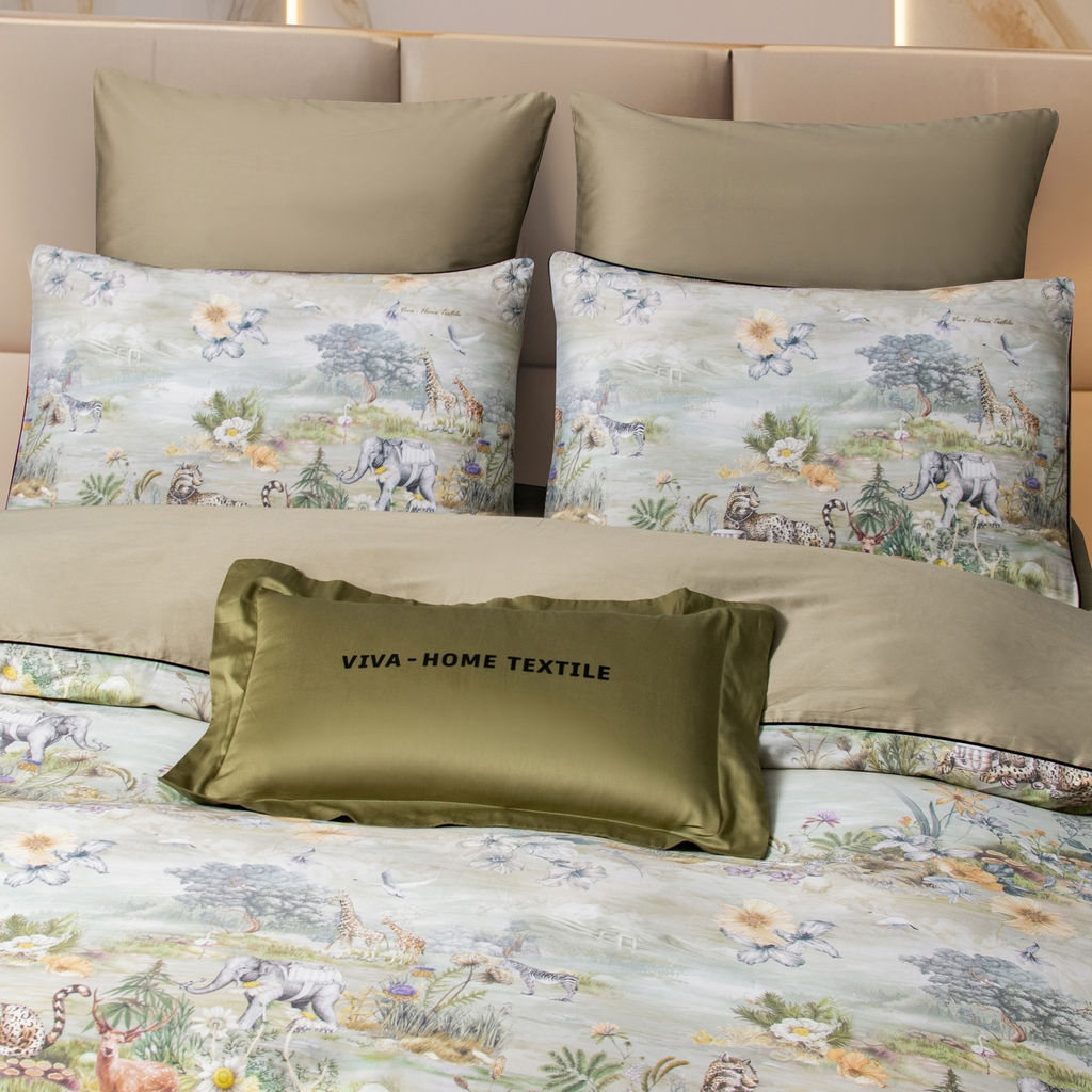 Комплект постельного белья Сатин Премиум на резинке CPAR055 Евро 4 Наволочки