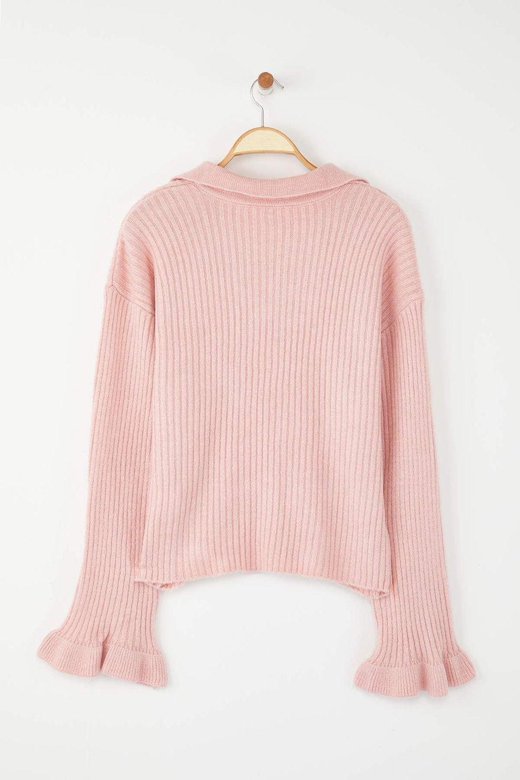 Pudra Yumusak Dokulu Kol Volanl? Triko Kazak TWOAW26KZ00085 - Trendyolmilla фото 6