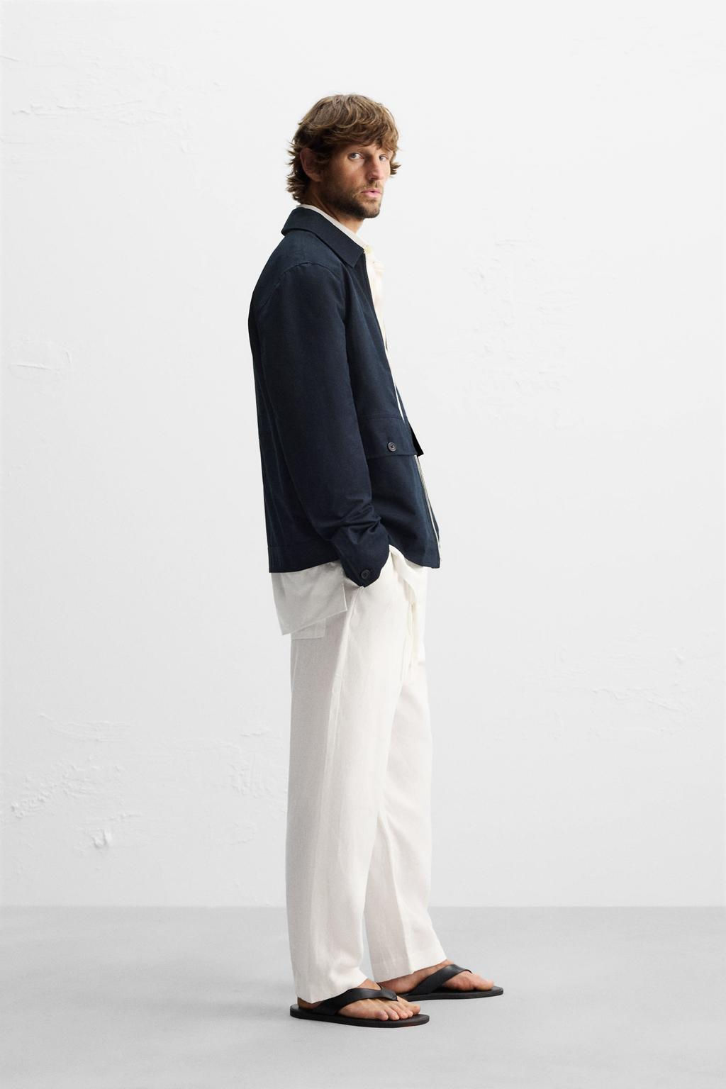 ZARA %100 KETEN ELAST?K BELL? PANTOLON  фото 4