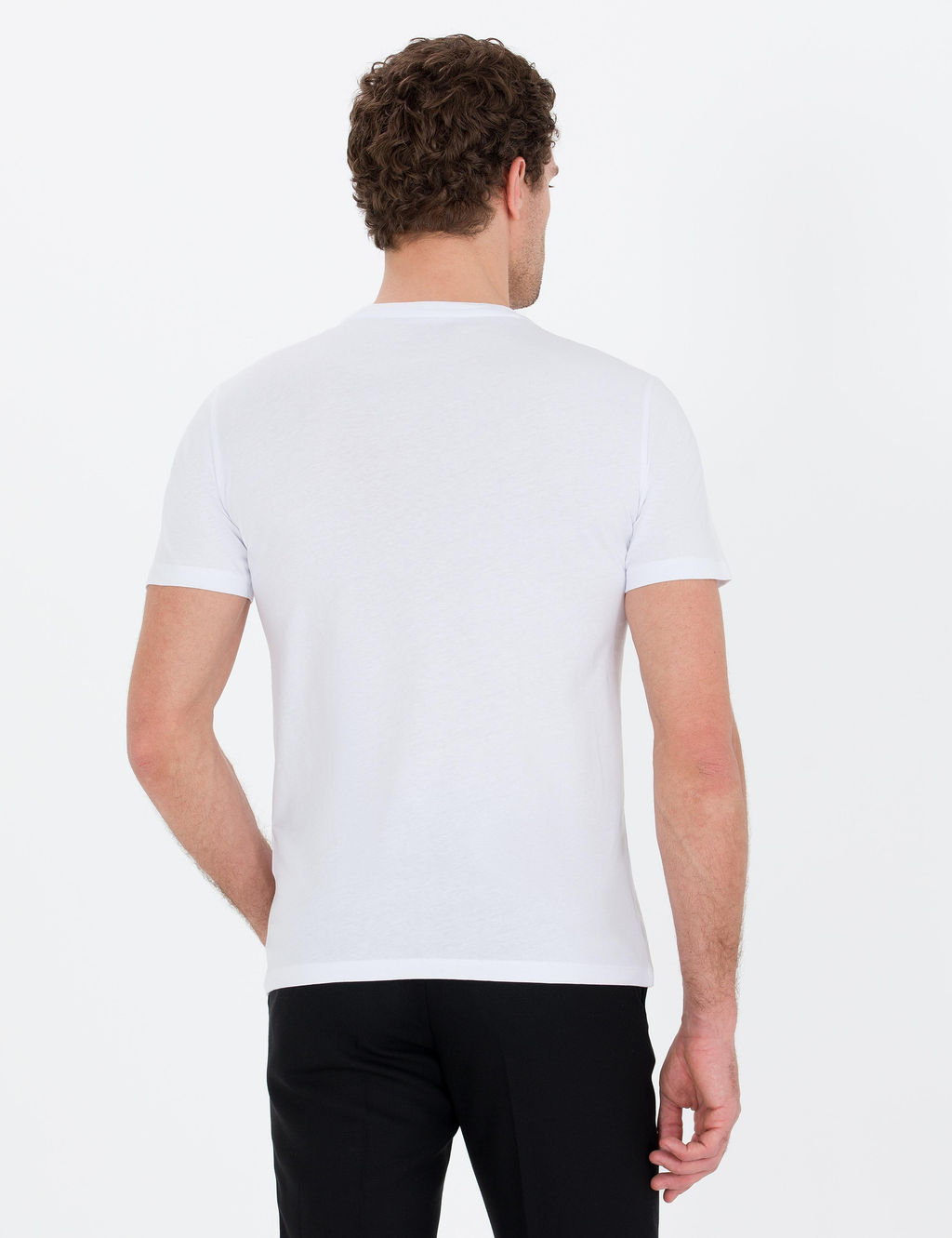 Beyaz Bisiklet Yaka Slim Fit T-Shirt