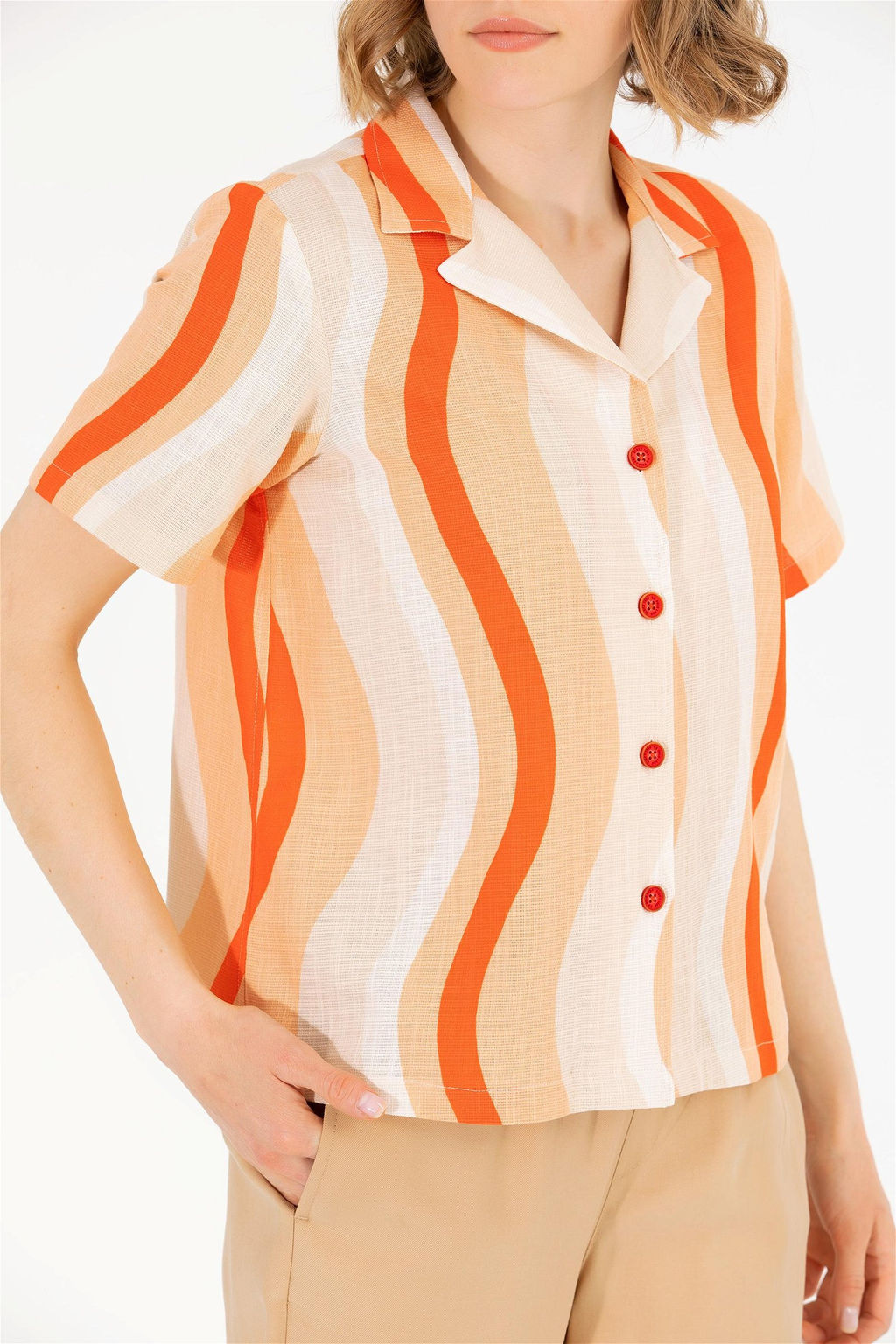 Женская красная рубашка с коротким рукавом - U.s. polo assn фото 13