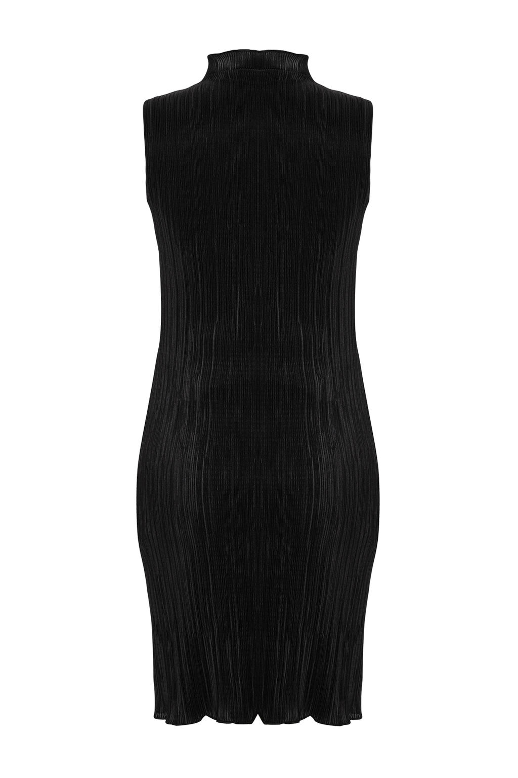 TRENDYOLMILLA Siyah A-Kesim Astarl? Piliseli Orme K?sa S?k Abiye Elbise TPRSS24EL00068
