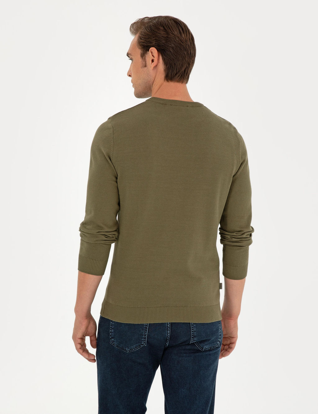 Koyu Haki Slim Fit Bisiklet Yaka Basic Triko Kazak - Pierre cardin фото 5