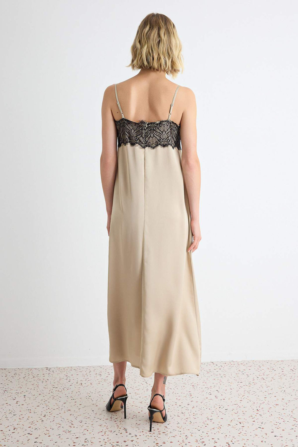 Bej Dantel Detayl_ Ask_l_ Straplez Shift/D_z Kesim Maxi Dokuma Elbise TWOAW27EL00038 - Trendyolmilla фото 4