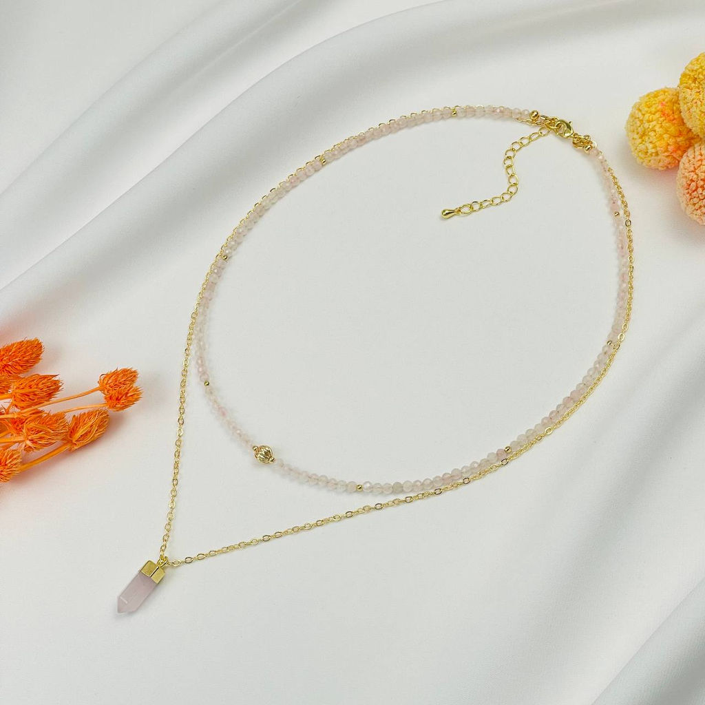 Колье из Розового кварца с подвеской