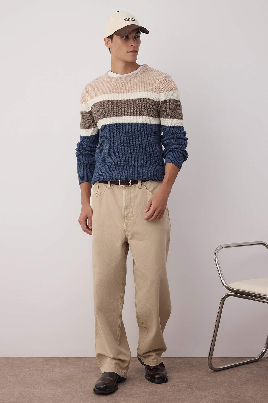 TRENDYOL MAN Gri Slim Fit Yunlu Bisiklet Yaka Panelli Renk Bloklu Triko Kazak TMNAW22KZ0343 - Trendyolmilla фото 19