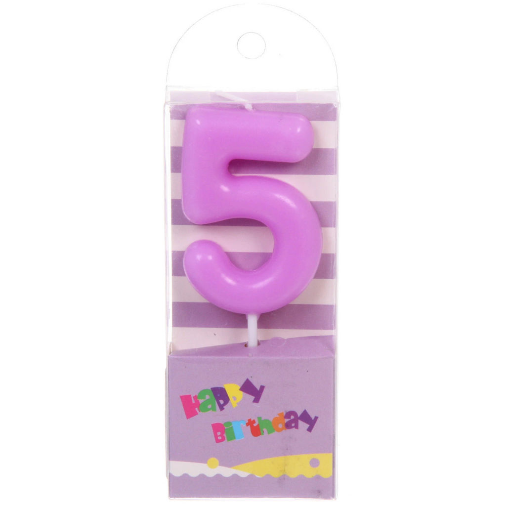 Цена за 10 шт. Свеча для торта Цифра Праздник "5" 9 см