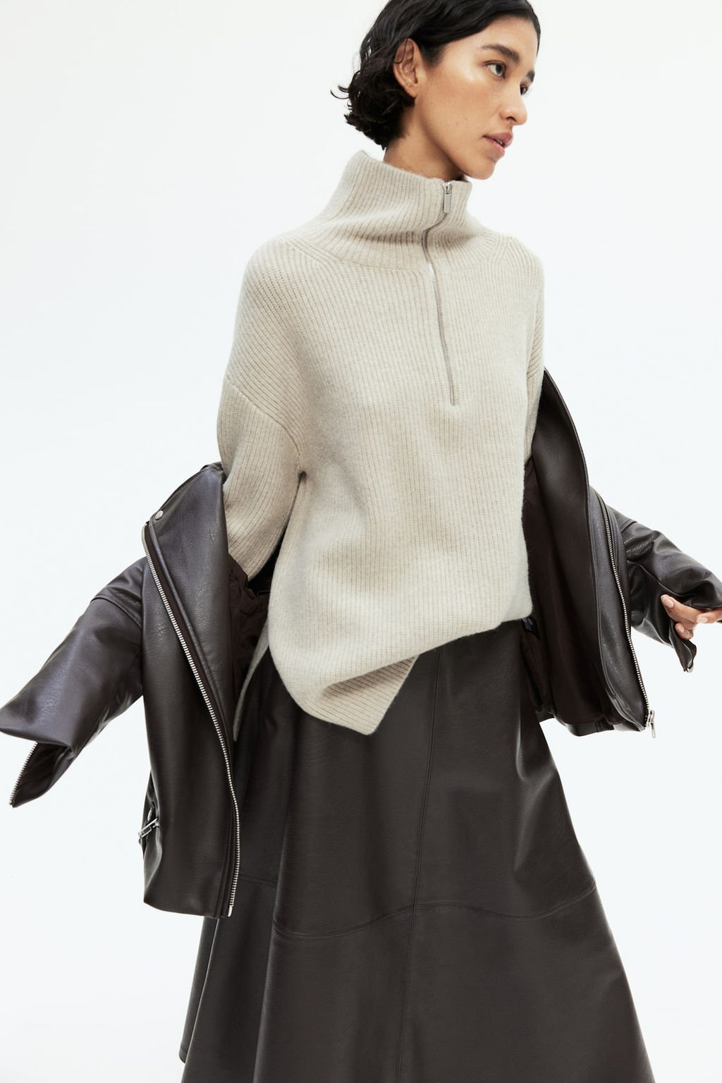 Jersey en punto de canale con media cremallera - H&m фото 4