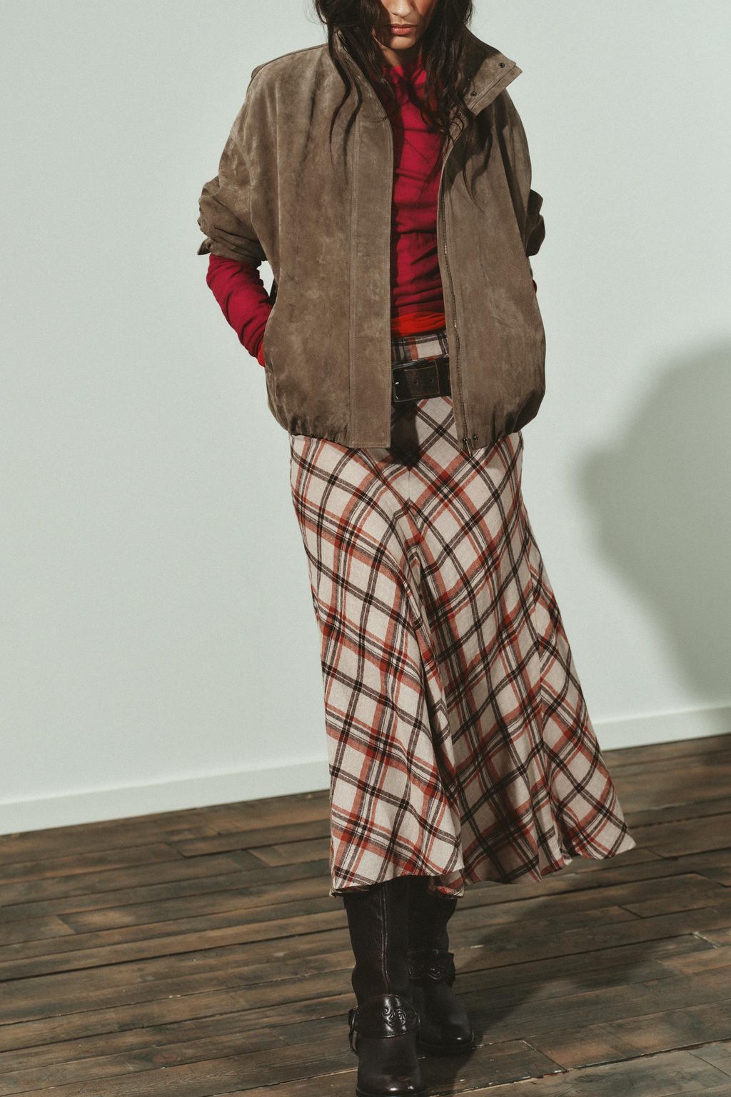 CHECKED MIDI SKIRT - Zara фото 2