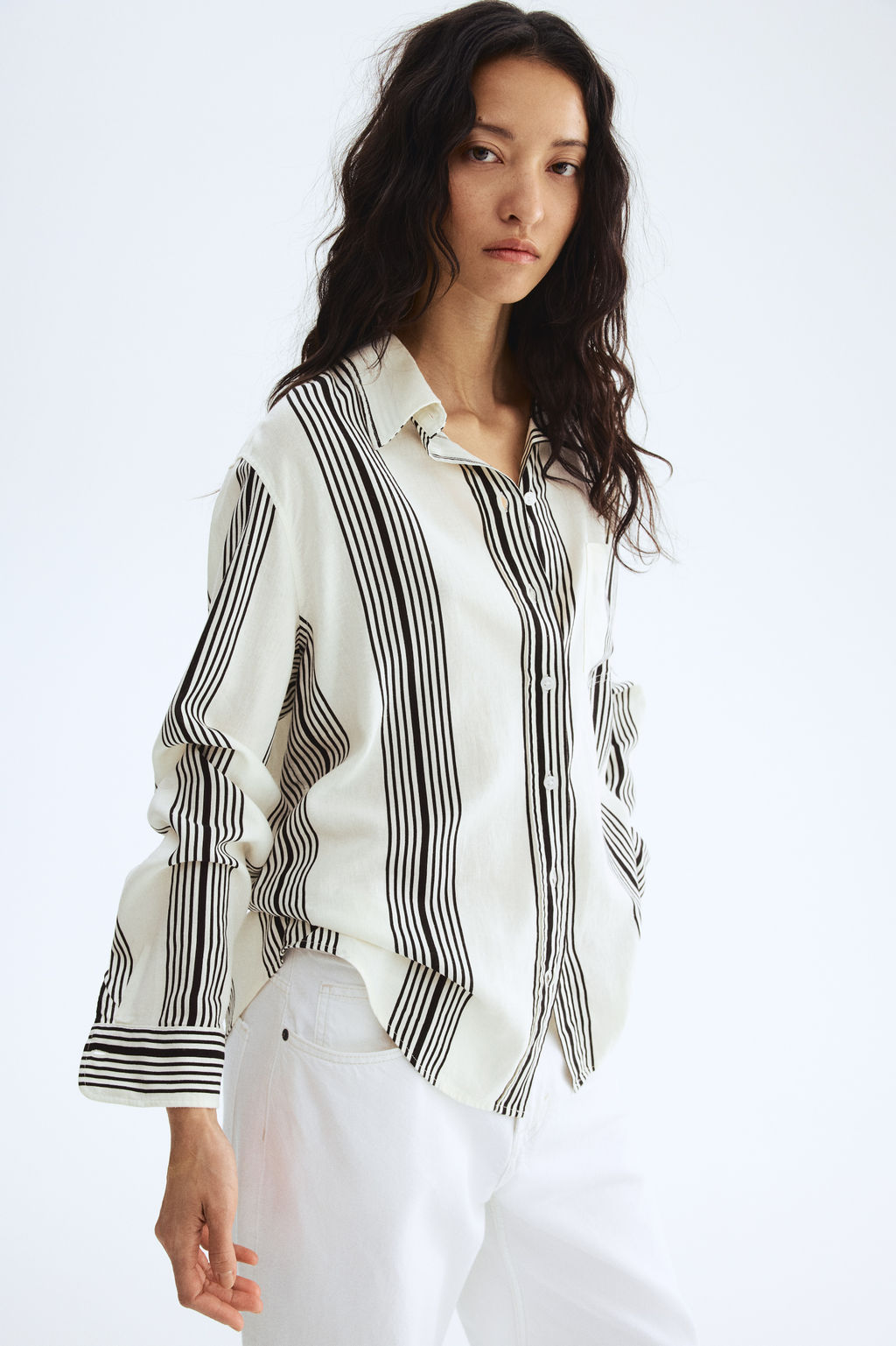 Camisa en mezcla de lino - H&m фото 4