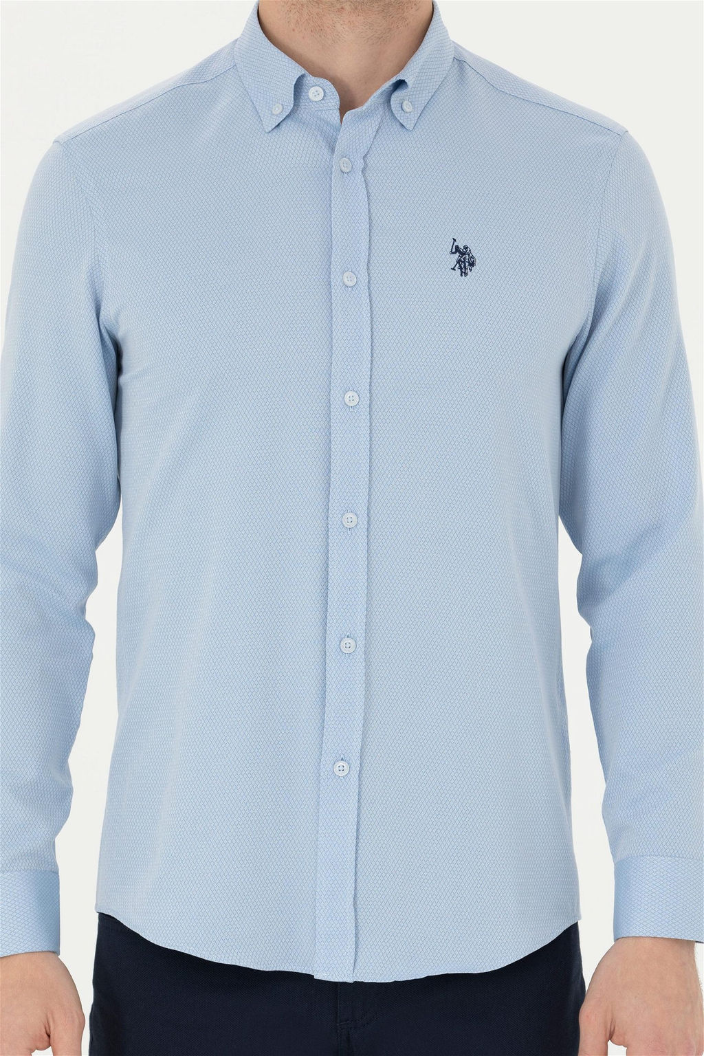Мужская синяя рубашка с длинным рукавом - U.s. polo assn фото 13