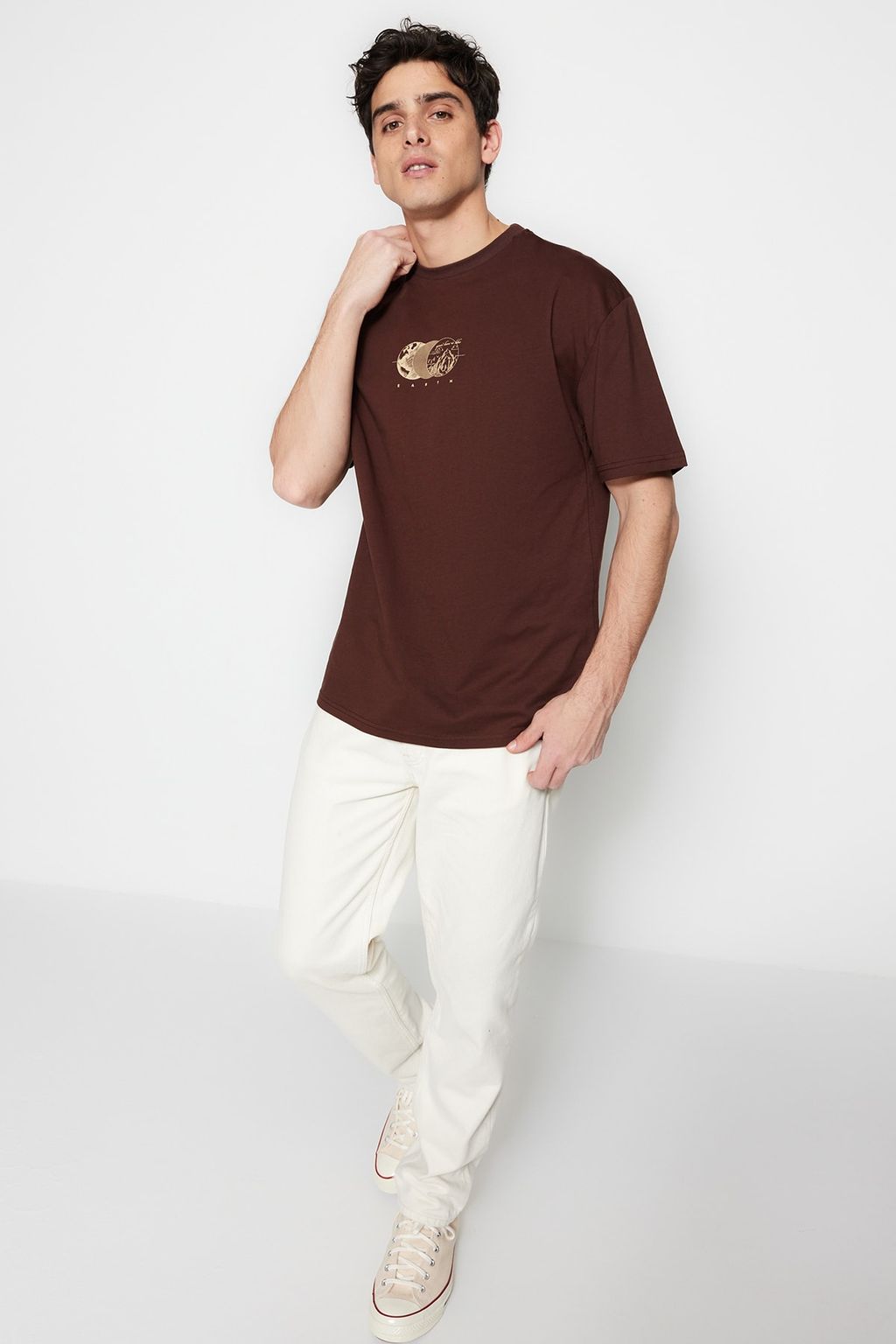 TRENDYOL MAN Siyah Oversize/Genis Kesim Bask?l? %100 Pamuklu T-Shirt TMNSS23TS00261 - Trendyolmilla фото 14