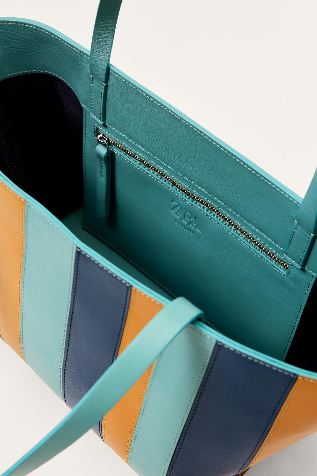 STRIPED LEATHER TOTE BAG - LIMITED EDITION - Zara фото 4