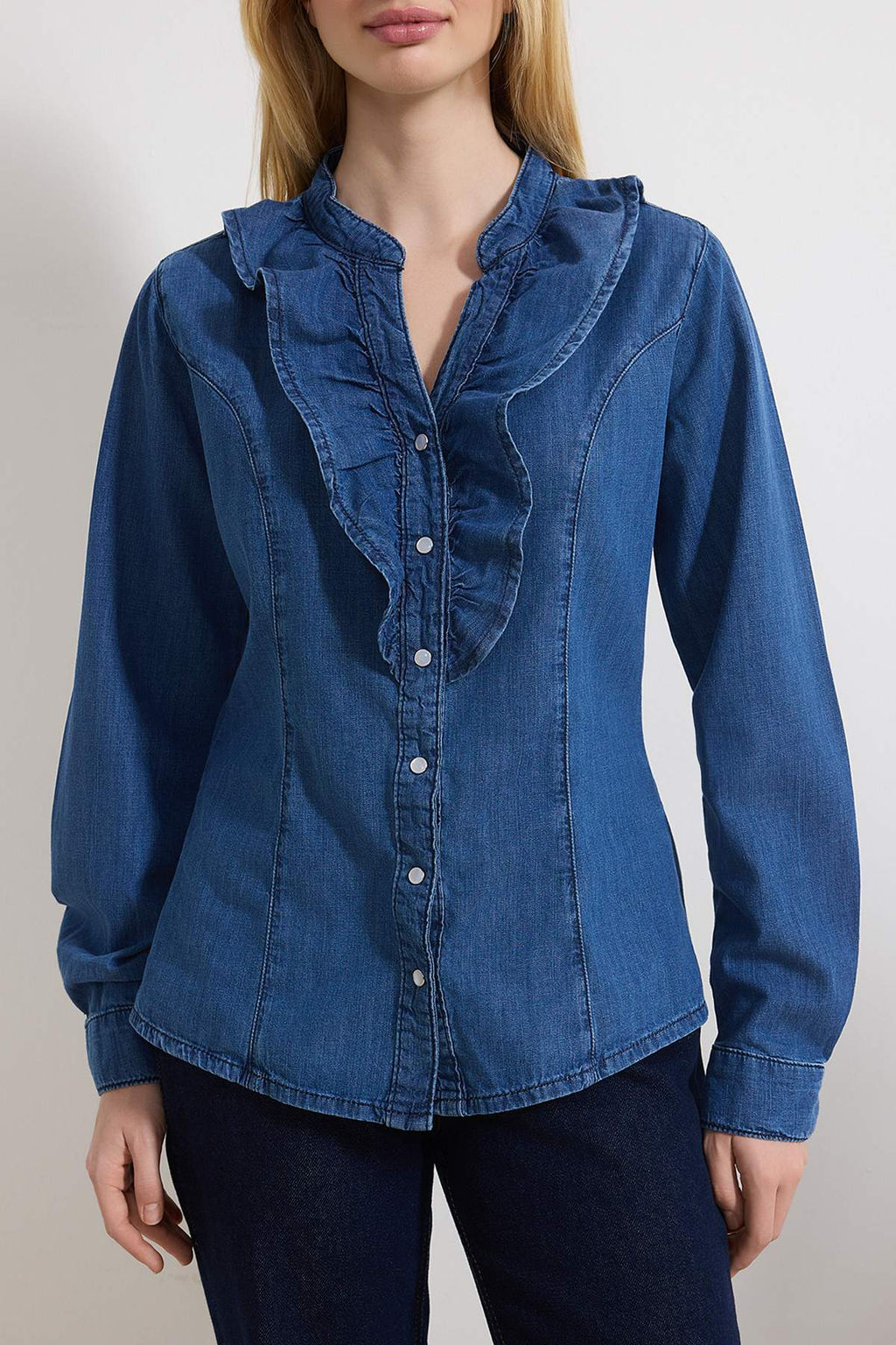 Mavi Bebe Yaka 100% Pamuk Denim Gomlek TWOSS26GO00027 - Trendyolmilla фото 5