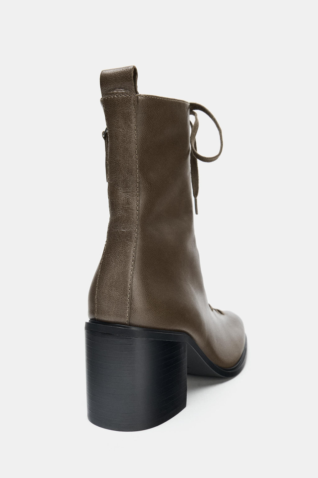 LEATHER LACE-UP ANKLE BOOTS - Zara фото 12