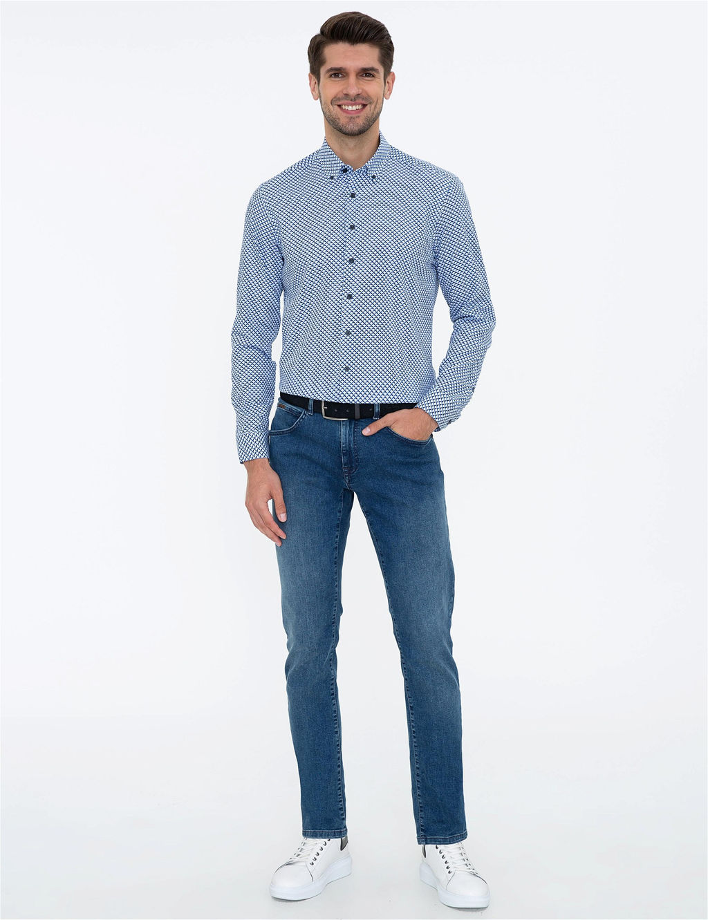 Lacivert Slim Fit Uzun Kollu G_mlek - Pierre cardin фото 4