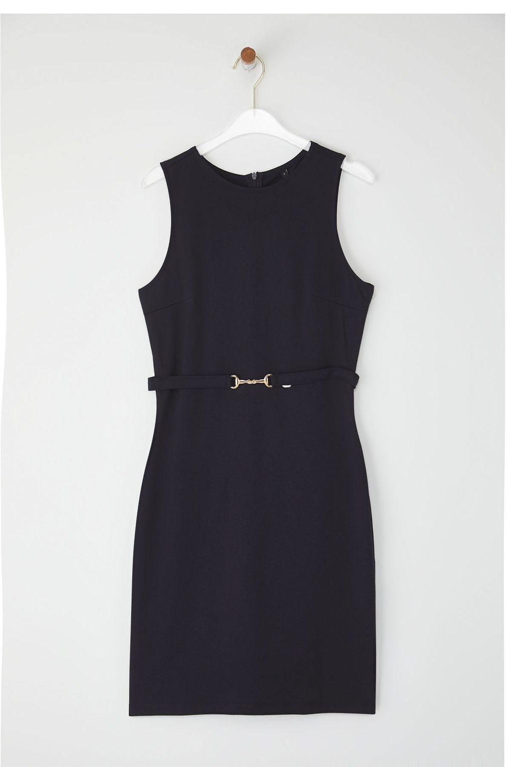 TRENDYOLMILLA Gri Cizgili Kemer Detayl? S?f?r Kol Vucuda Oturan Midi Orme Elbise TWOSS25EL00374 фото 11