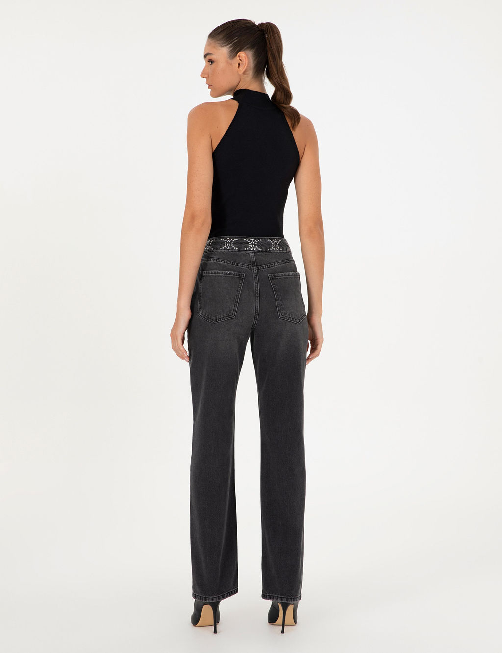 Antrasit Straight Fit Jean Pantolon