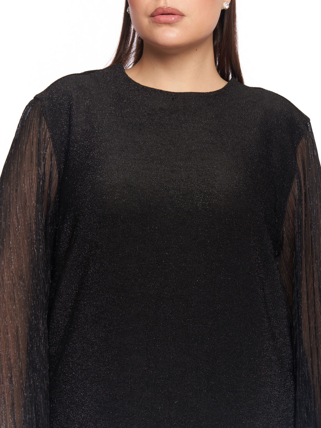 Платье с прозрачными рукавами PP51427BLK01