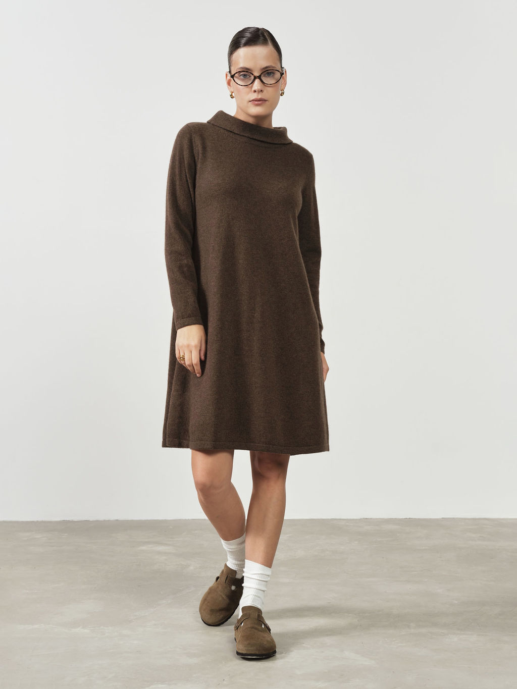 Платье из пуха яка 13074-1 коричневое