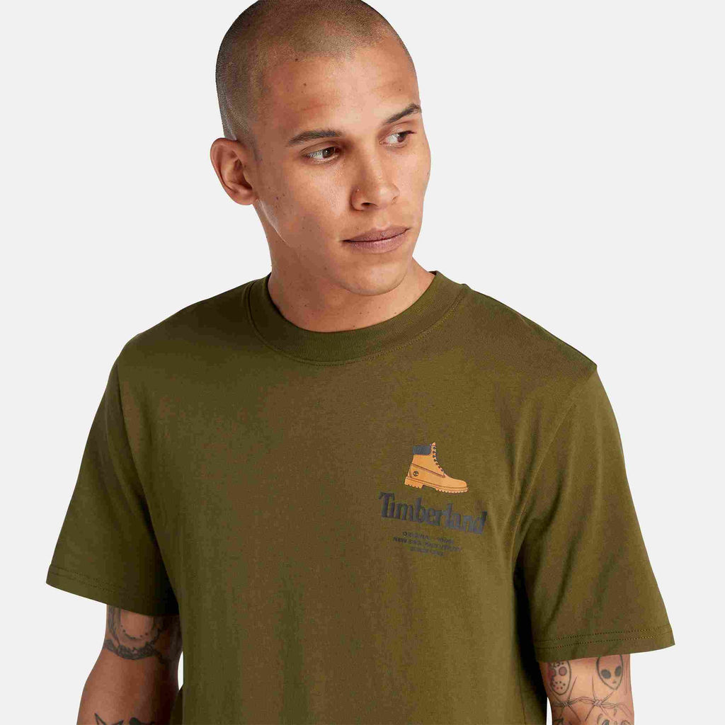Футболка Timberland T-Shirt Boot Small Logo Regular оливковая  фото 3