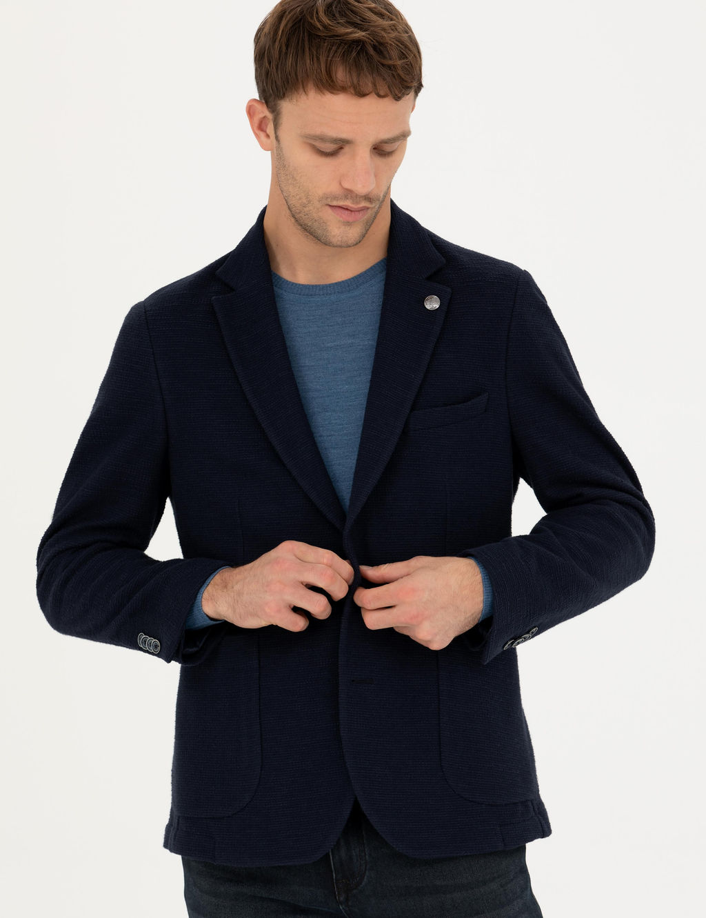 Lacivert %100 Pamuk Ex. Slim Fit Spor Ceket